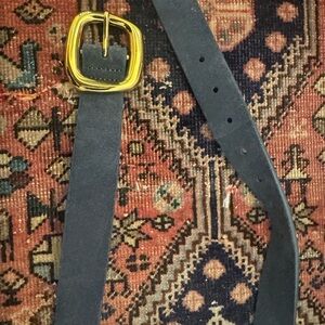 Madewell Blue Suede Belt with Gold Buckle size M